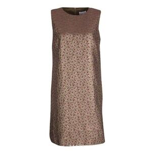 Red Valentino Bronze Gold Petal Lurex Jacquard Knit Dress